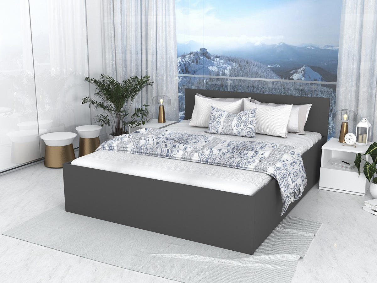 DOPPELBETT Sydney LUX 160x200 cm, Grau - Grau, Textil (160/200cm) - Fedve