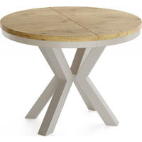 ESSTISCH Clara Grau-Beige runder ausziehbarer, Lancelot Eiche 100-180/100/76 cm - Eichefarben/Braun, Holzwerkstoff/Metall (100/176/76cm) - WFL GROUP
