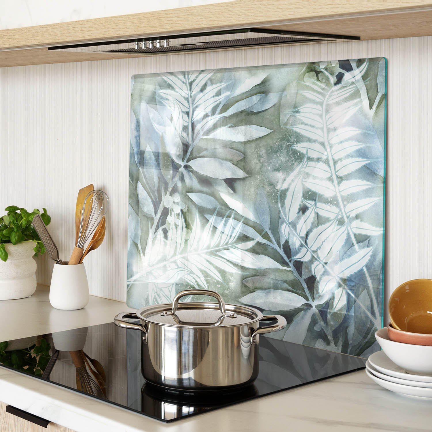 GLASPLATTE 60x52 cm Blätter - Grün, Glas (60/0.4/52cm) - TULUP