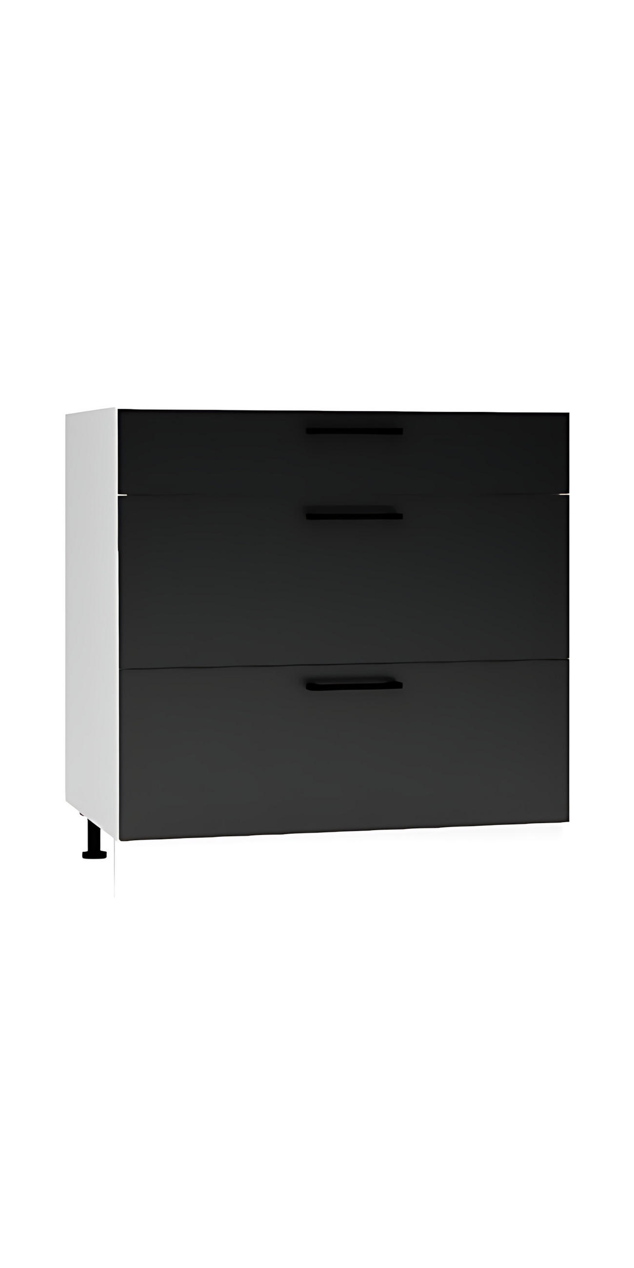 UNTERSCHRANK D80S3 - Dnoria - 3 Schubladen für effiziente Organisation - Schwarz, Holz/Metall (80/82/52.4cm) - ROYAL24_MARKT