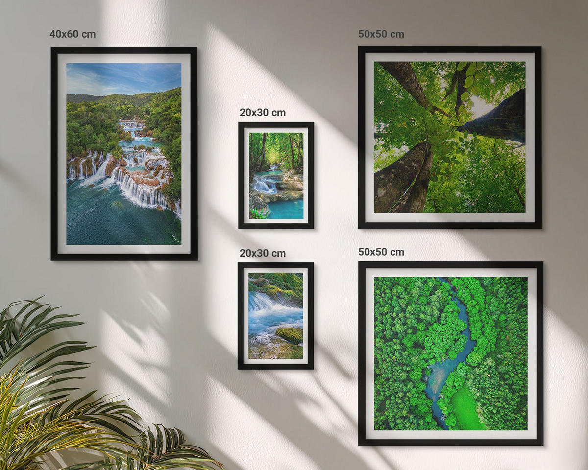 WANDBILDER 5er-Set - 50x50 cm & 20x30 cm & 40x60 cm Schwarzer Rahmen - Strandwellen, Himmelsbrücke, Spaziergang - Schwarz, Kunststoff (40/60cm) - ArtPrintCave