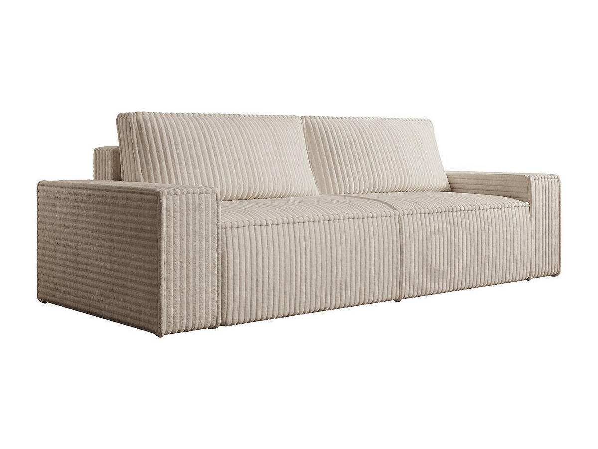 SCHLAFSOFA - 4 Personen-Sitzer - Samt - Beige - - Beige, Textil (257/85/102cm) - Vente-Unique
