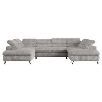 WOHNLANDSCHAFT PETER U Cord Grau - Schwarz/Grau, Textil/Metall (346/76/208cm) - MKS