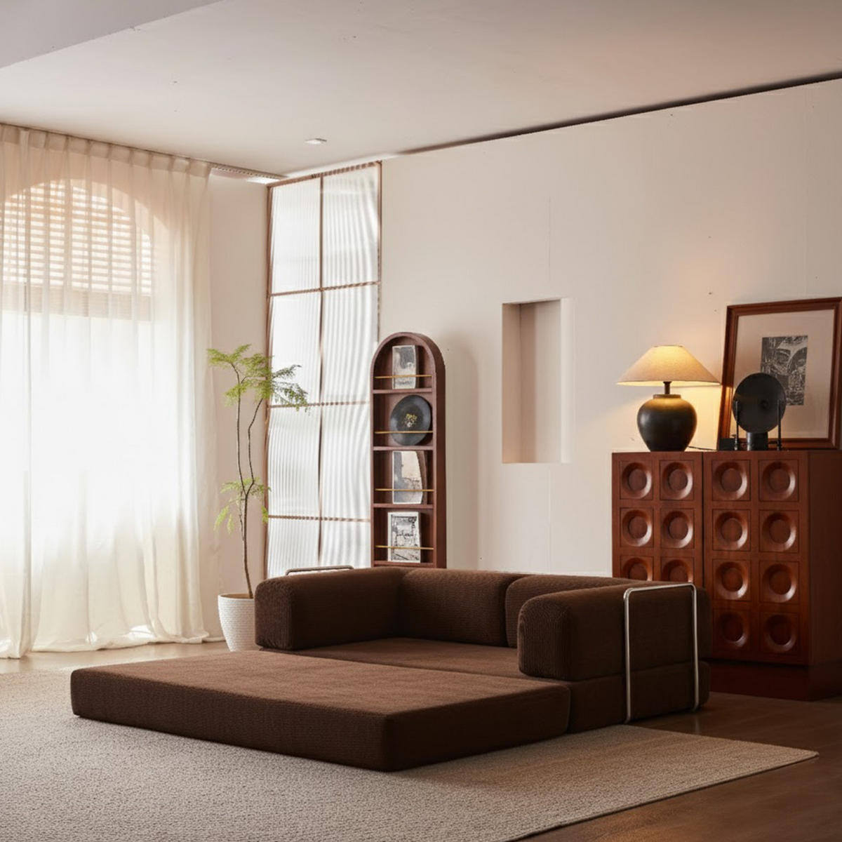 SCHLAFSOFA Kaia Braun Weiß - Braun, Textil (180/70/100cm) - COCO Living