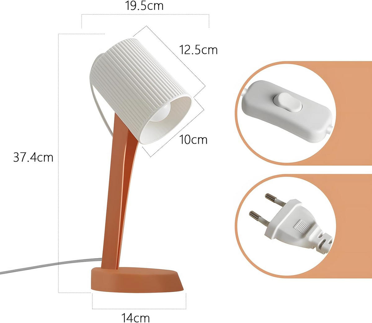TISCHLEUCHTE MYCH 37.4/19.5/14 cm （2er-set） - Orange, Metall (14/37.4/19.5cm) - ZMH