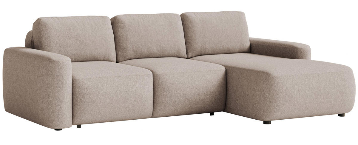 ECKSOFA Carnos Mini Beige Chenille - Beige/Schwarz, Kunststoff/Textil (164/238cm) - Selsey