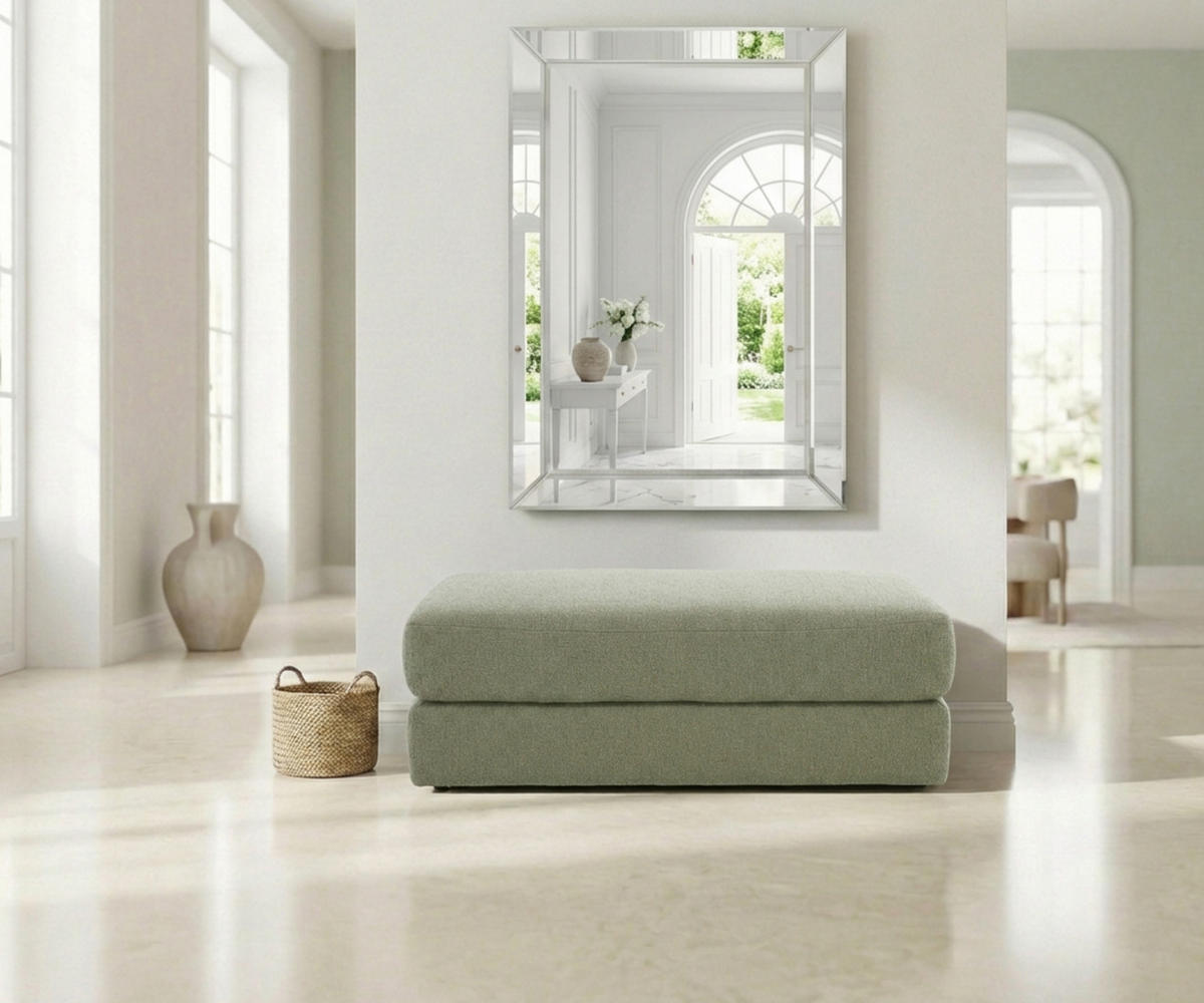 POLSTERHOCKER Federkern B124/T60/H40 cm Flachgewebe-Bezug Hellgrün / 15253 - Schwarz/Hellgrün, Kunststoff/Textil (124/40/60cm) - luma-home