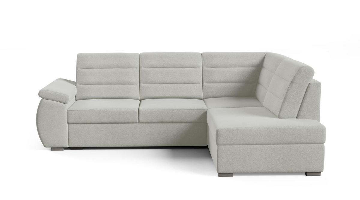 ECKSCHLAFSOFA - Ecksofa Gardenia - Hellgrau -Rechts - Hellgrau, Holzwerkstoff (264/190cm) - Möblo