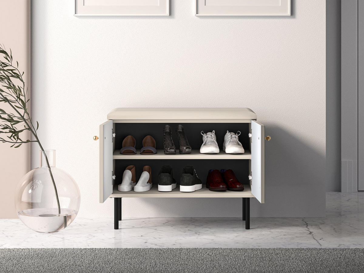 SCHUHSCHRANK Caletto Beige 68 cm - Beige/Goldfarben, Holzwerkstoff/Metall (68/55/34cm) - Selsey