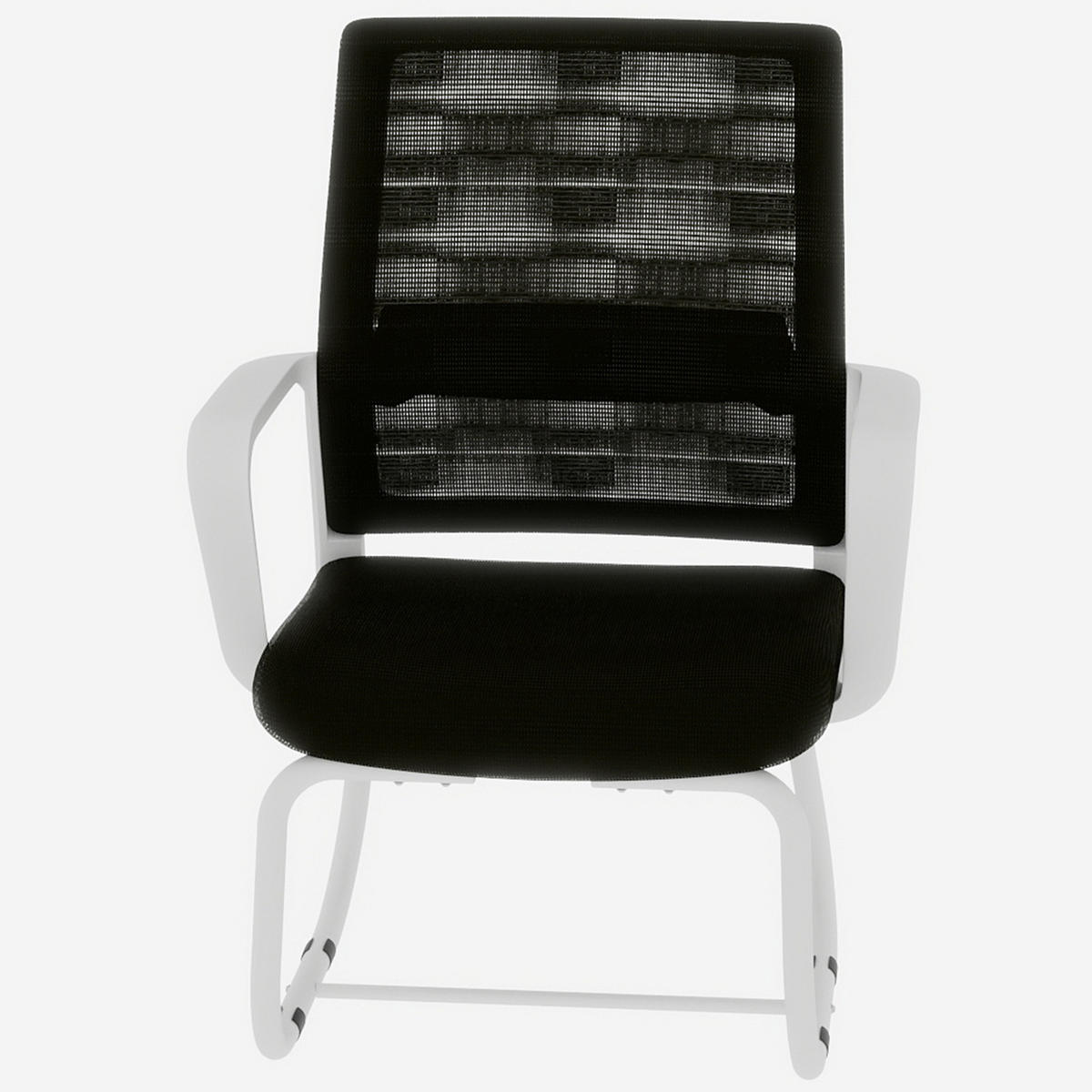 BÜROSTUHL Netz Schwarz & Weiß mit Armlehnen - Schwarz/Weiß, Textil/Metall (59/90/55cm) - WISHDOR
