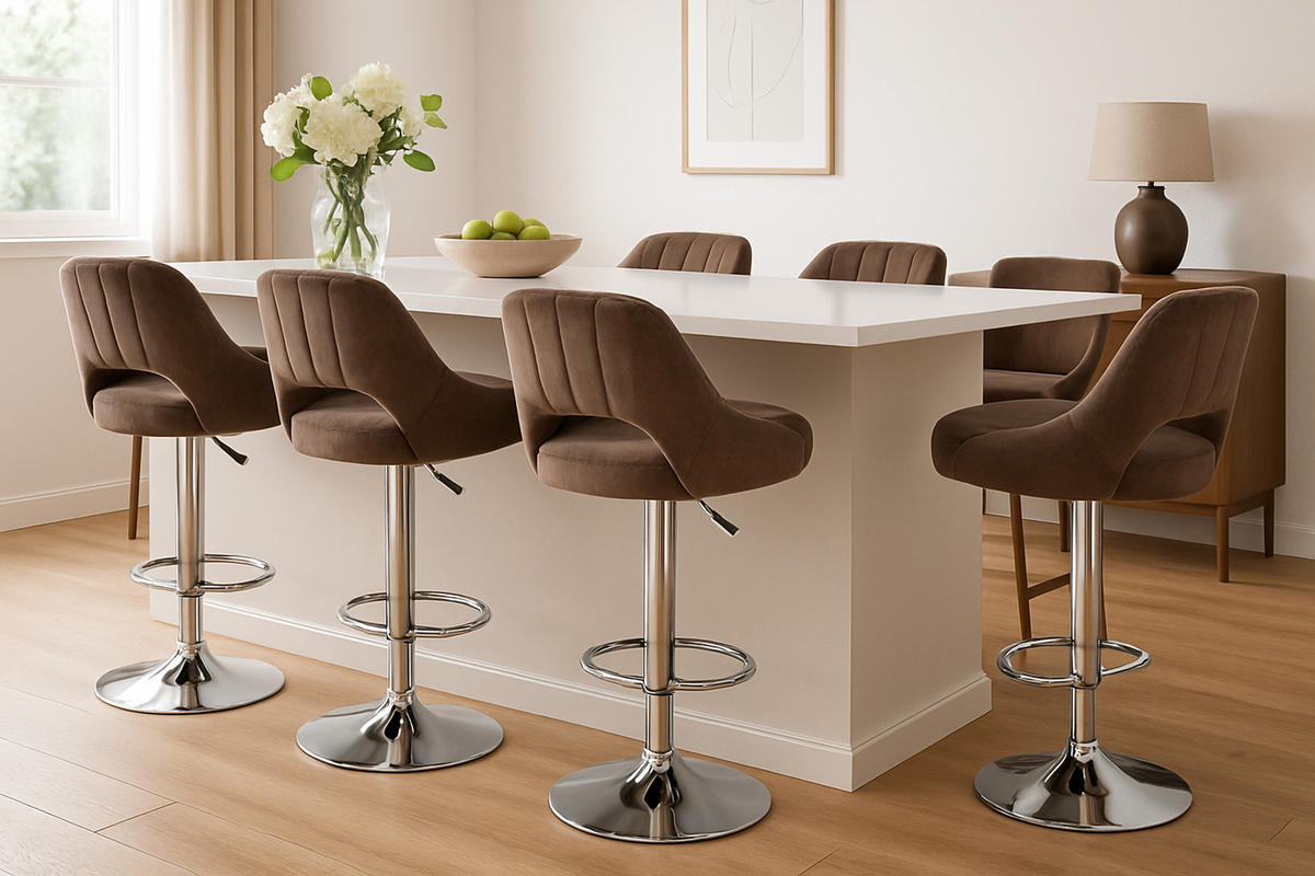 BARHOCKER Milos Samt chrom braun - Chromfarben/Braun, Textil/Metall (47/106/48cm) - TPFLiving