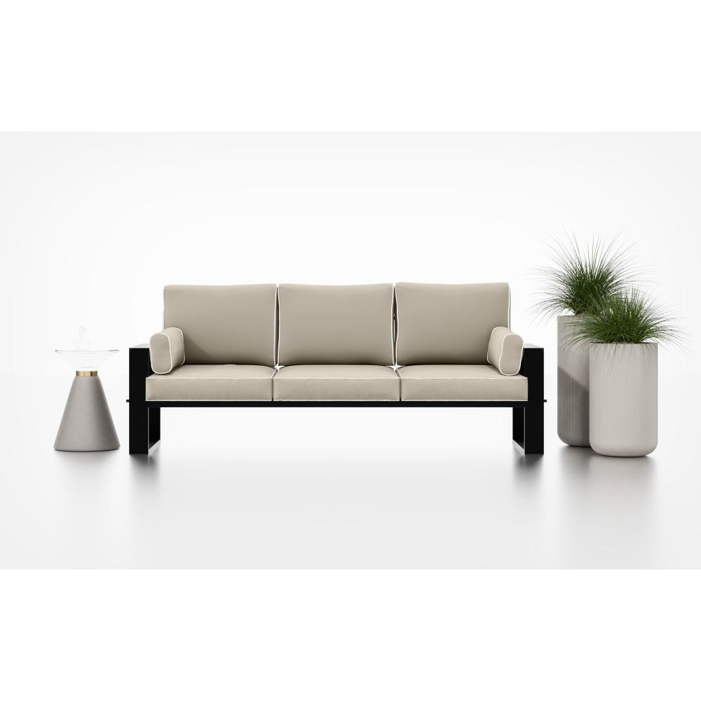 LOUNGESOFA 3-Sitzer Verdino mit Metallrahmen 215 cm beige - Beige, Metall (215/90/87cm) - Beautysofa