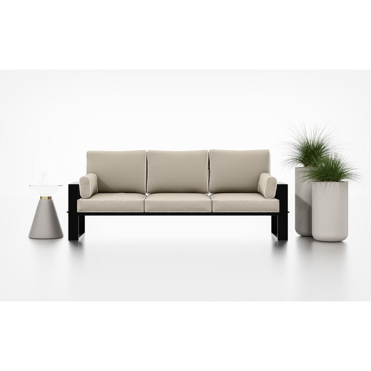 LOUNGESOFA 3-Sitzer Verdino mit Metallrahmen 215 cm beige - Beige, Metall (215/90/87cm) - Beautysofa