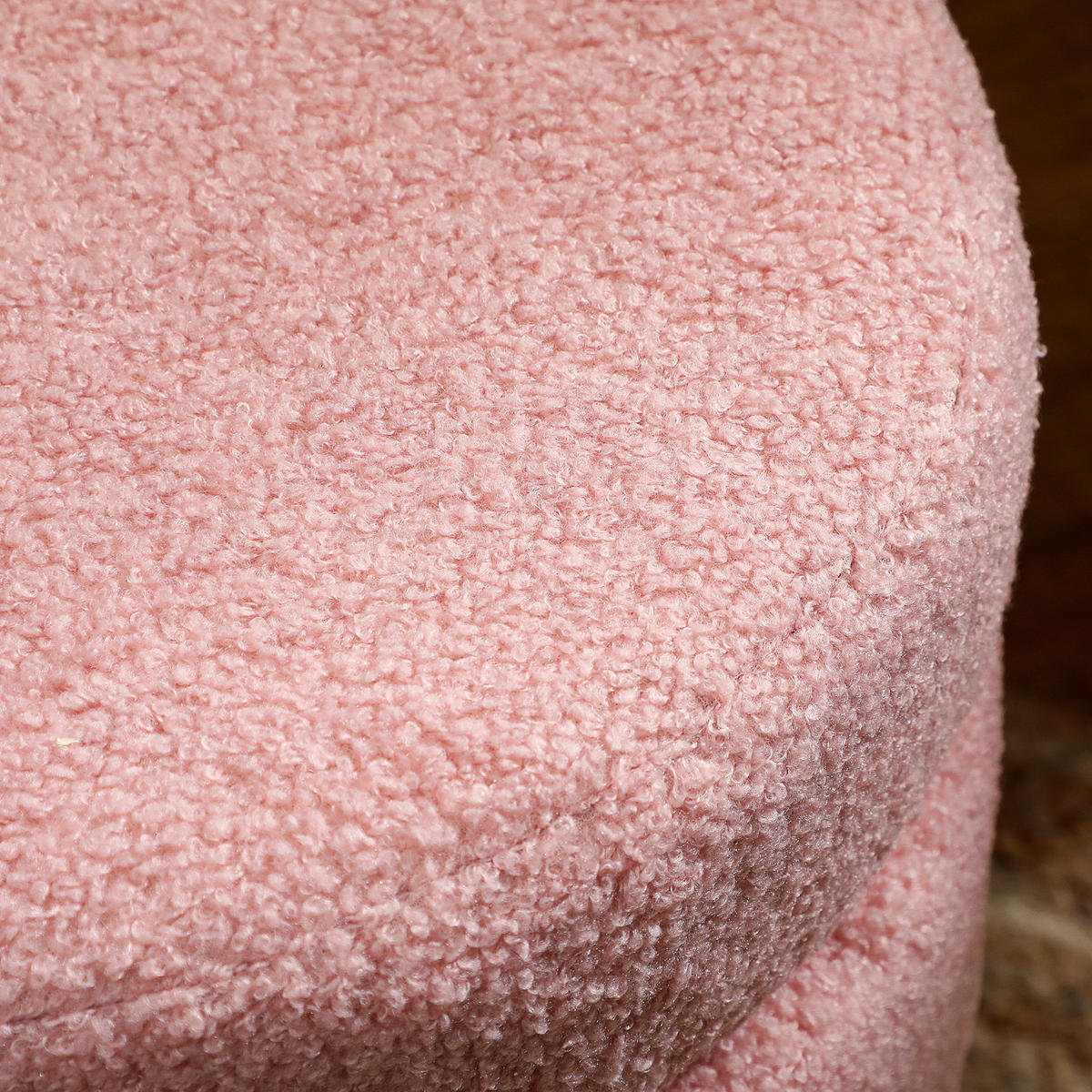 HOCKER DE-07164 Teddyfleece, weich gepolstert, bis 120 kg Rosa - Pink, Holz/Textil (40/45/40cm) - ComfortXL