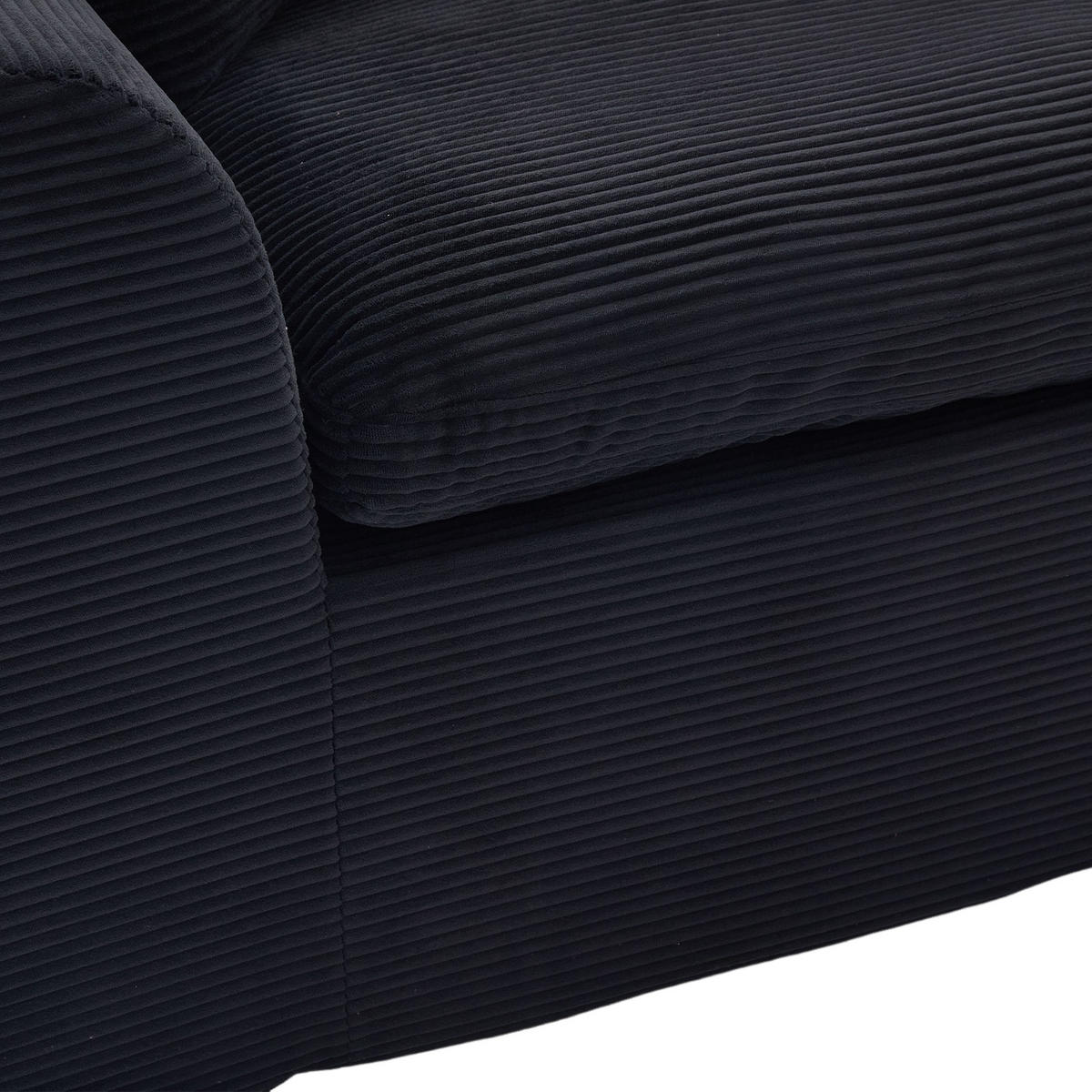 2-SITZER SOFA Cord Schwarz mit Kissen - Schwarz, Textil (204/84/102.5cm) - WISHDOR