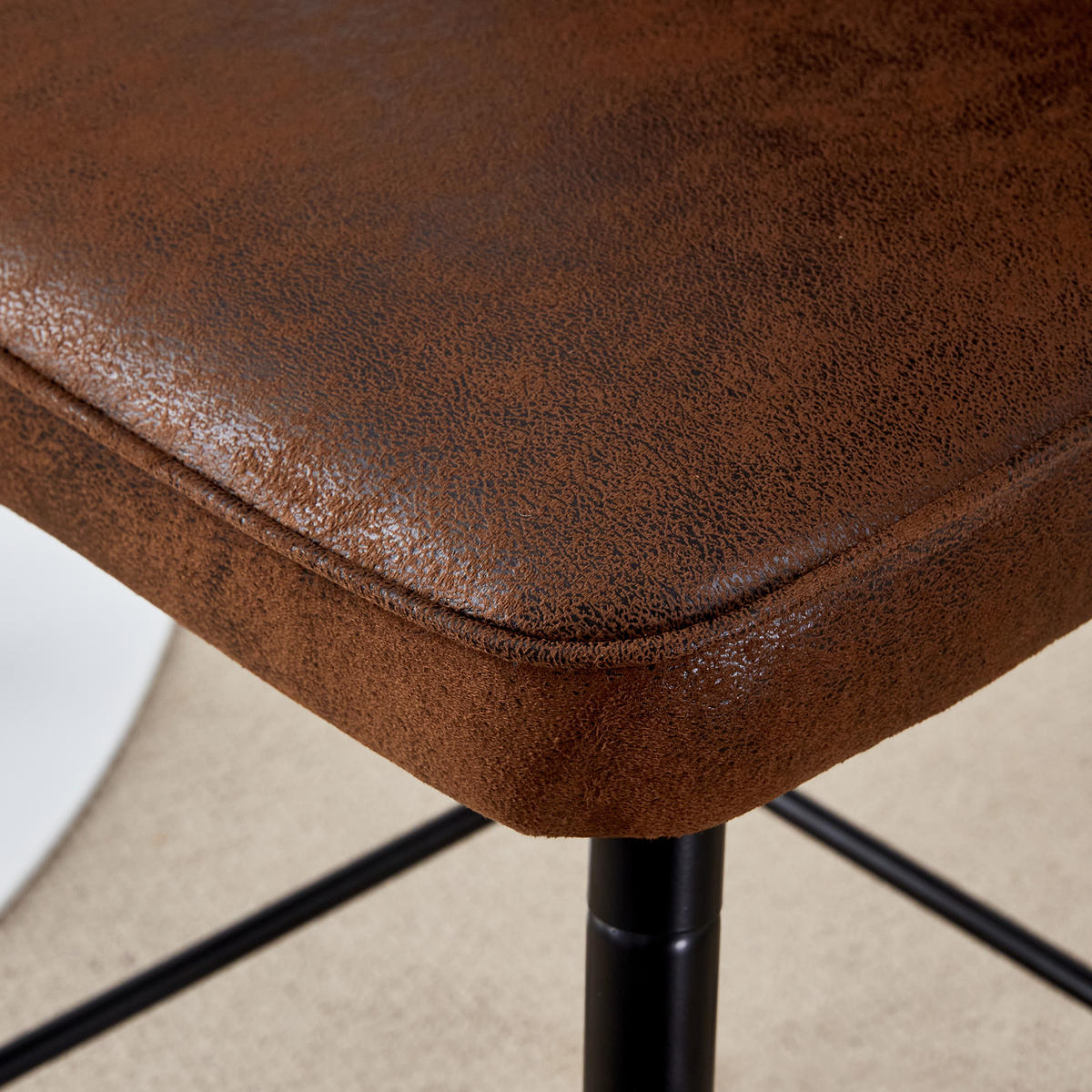 BARHOCKER 2er-Set Braun mit Tech-Stoff und Fußraste - Braun, Metall (42/100/45cm) - PANGIVO