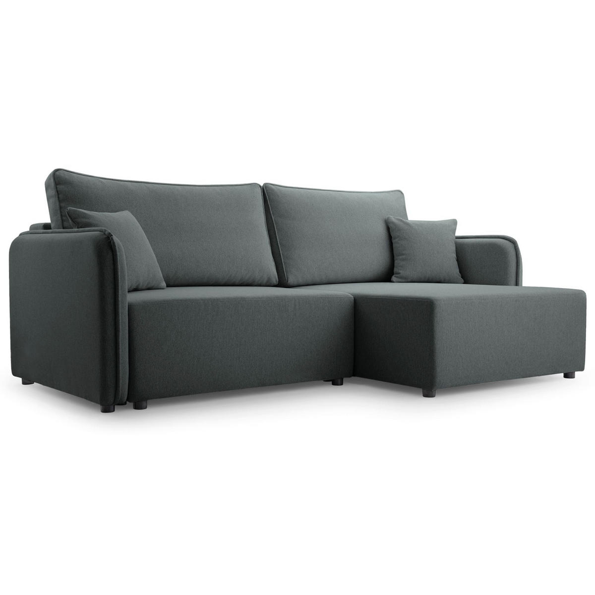 ECKSOFA Kassian, Grau Strukturstoff, rechtsseitig - Schwarz/Grau, Kunststoff/Textil (147/227cm) - Selsey
