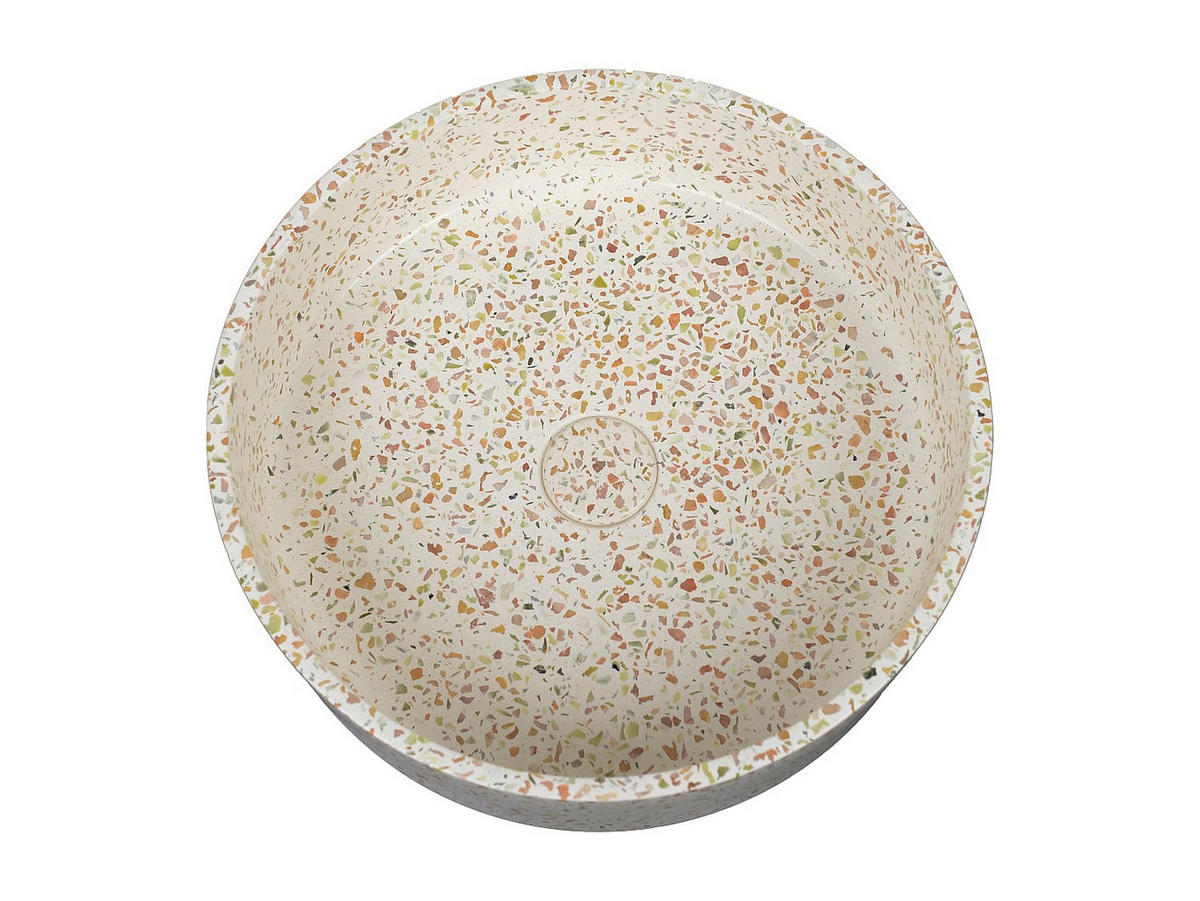 RUNDES Aufsatzwaschbecken aus Terrazzo - Rosa - 39 cm - DUKAT - Pink, Stein (39/12/39cm) - Vente-Unique