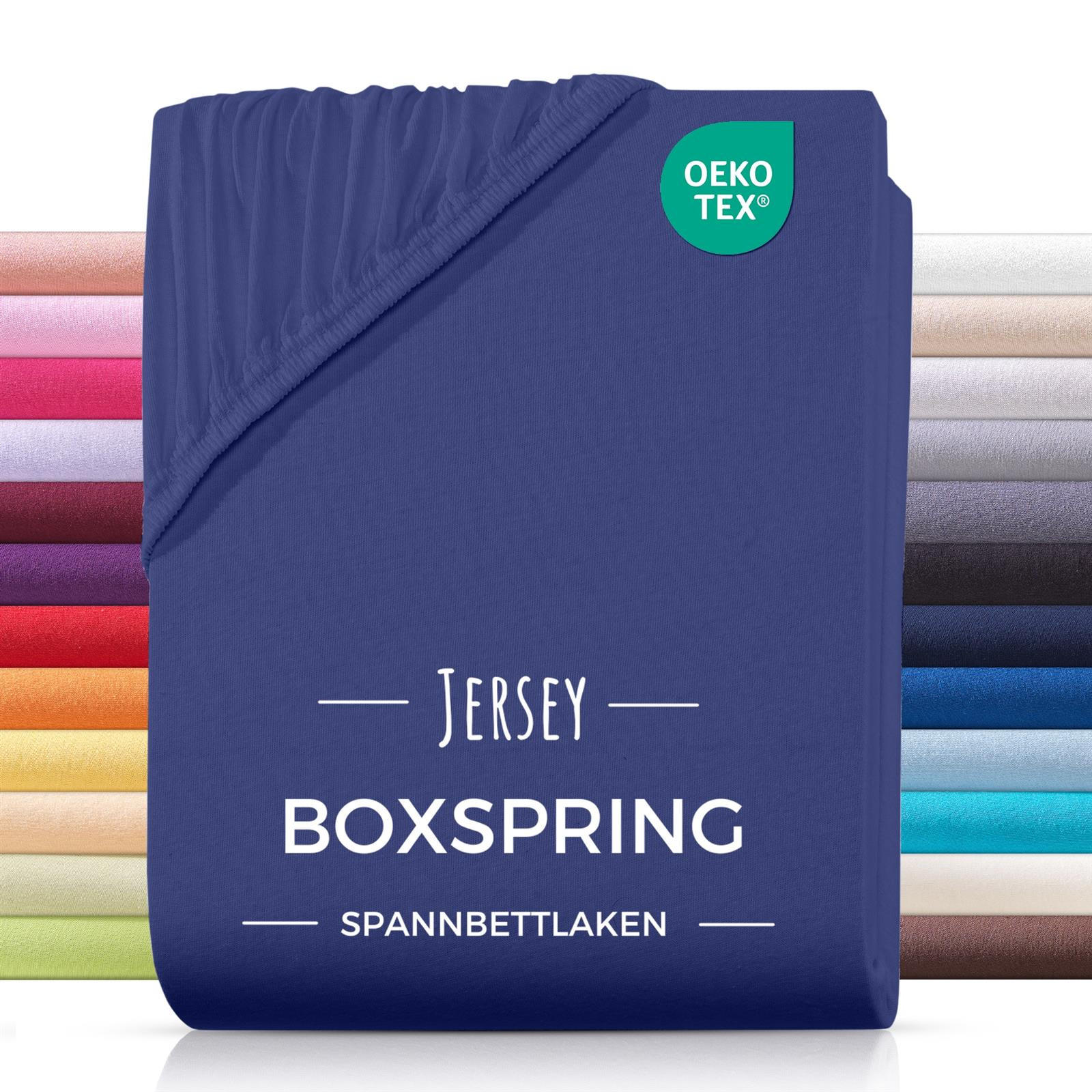 SPANNBETTLAKEN Boxspringbett Jersey 180x200 180x220 200x200 200x200, Wasserbett Bettlaken aus 100% Baumwolle - Dunkelblau, Textil (200/220cm) - Carpe Sonno