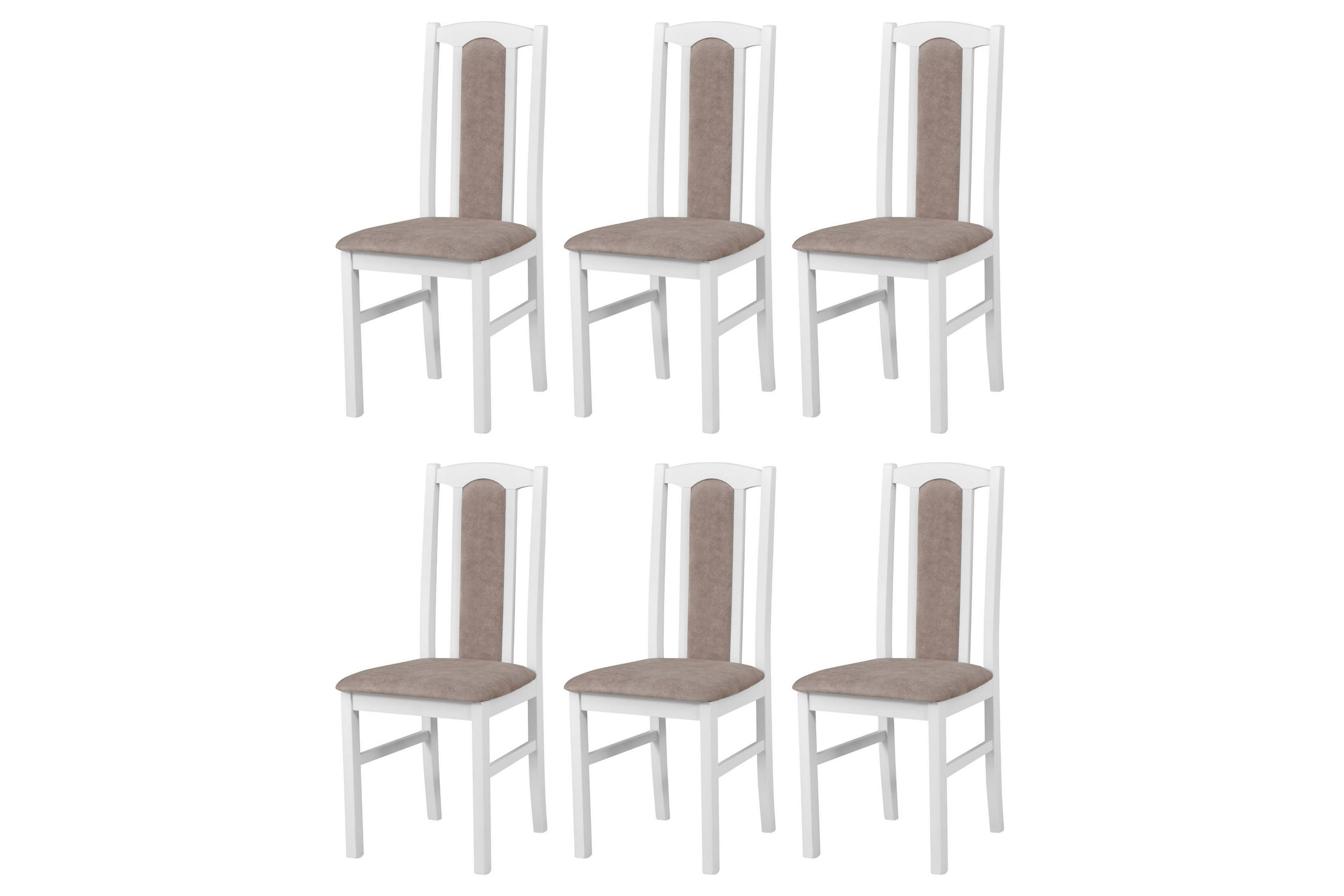 ESSZIMMERSTUHL - 6er-Set Bos 7 weiss dora 22 - Sandfarben/Weiß, Holz (43/95/40cm) - Leaf Design