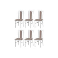 ESSZIMMERSTUHL - 6er-Set Bos 7 weiss dora 22 - Sandfarben/Weiß, Holz (43/95/40cm) - Leaf Design