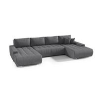 WOHNLANDSCHAFT mit Schlaffunktion Dhaka U, Grau - Grau, Textil (185/85/350cm) - Fedve