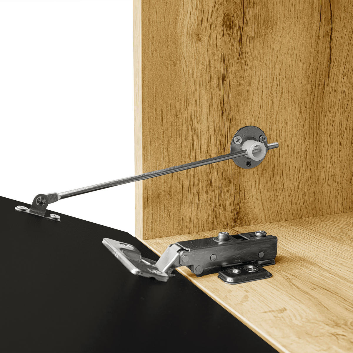 TV-MÖBEL Schwarz und Holzfarbe 180/35/30 cm - Schwarz, Holzwerkstoff (180/30/35cm) - PANGIVO