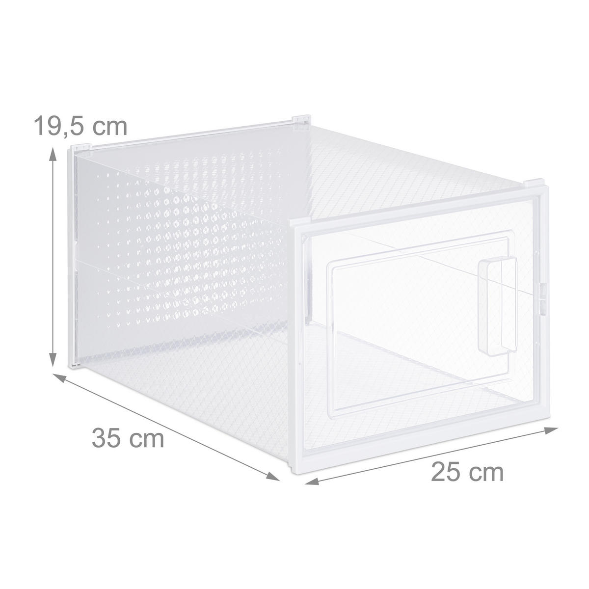 12XSCHUHBOXEN - Transparent, Kunststoff (25/19.5/35cm) - Relaxdays