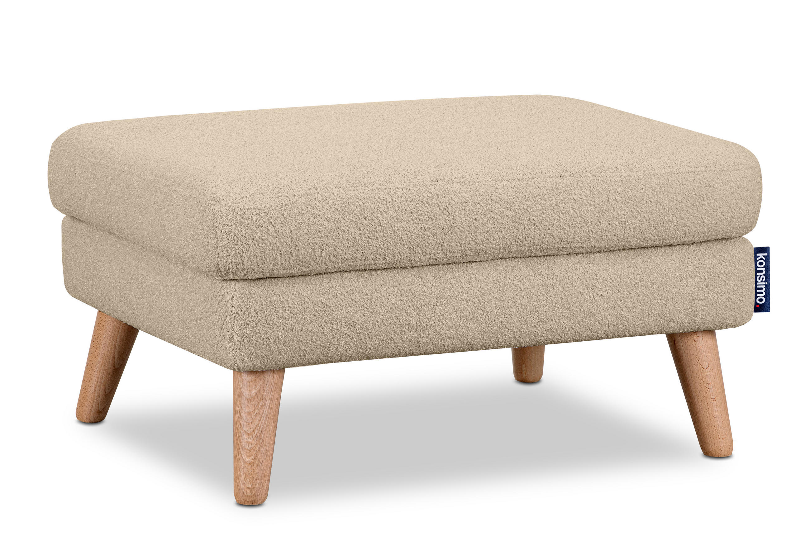 SITZHOCKER TAGIO Pouffe, Hellbeige - Beige/Braun, Buchenholz/Textil (65/46/80cm) - KONSIMO®