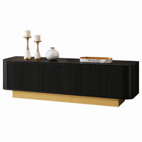 TV-LOWBOARD aus MDF und Spanplatte 170x40,5x47 cm Schwarz mit 3 Türen und Kabelmanagement - Schwarz, Holzwerkstoff (170/47/40.5cm) - IVMEU