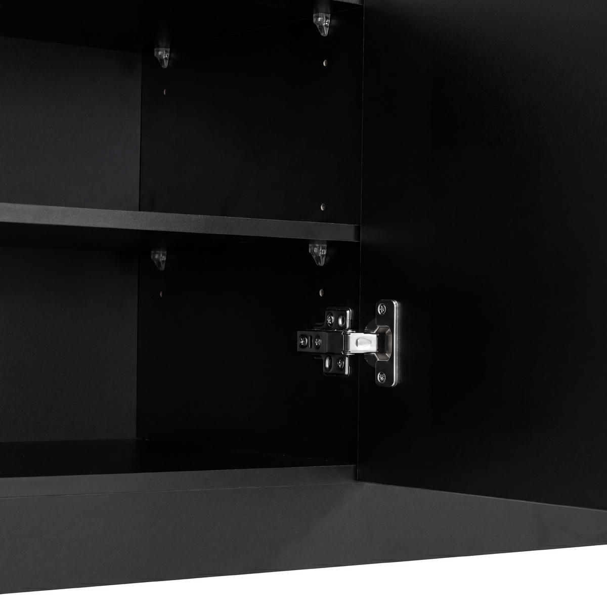 GARDEROBE-SET in Schwarz Flurmöbel Set mit Spiegel und Sitzbank für Flur, B100/T35/H180cm - Schwarz, Holzwerkstoff (100/180/35cm) - STILVORA