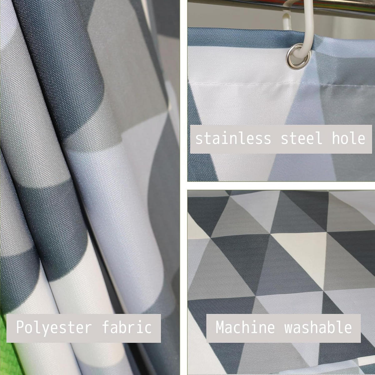 DUSCHVORHANG EVA 3D halbdurchsichtig schimmelresistent schnell trocknend transparent Kieselsteine Muster - Grau, Textil (180/180cm) - MCBOSON