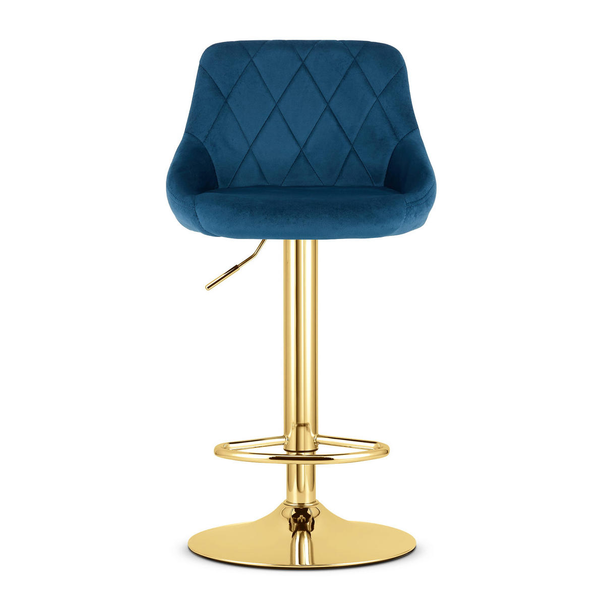 BARHOCKER 2-er Set DAKA marineblauer Sitz, Goldbasis - Dunkelblau, Textil (45.5/105/49cm) - Valora