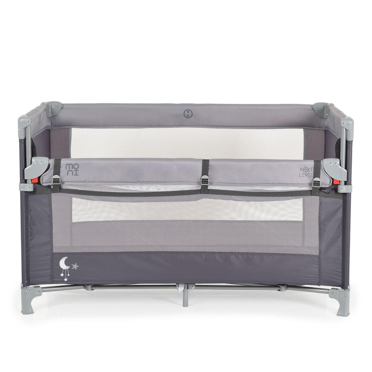 REISEBETT Next Level, 2 Ebenen grau Matratze, Seite zum klappen, Beistellbett - Grau, Kunststoff (60/120cm) - Moni