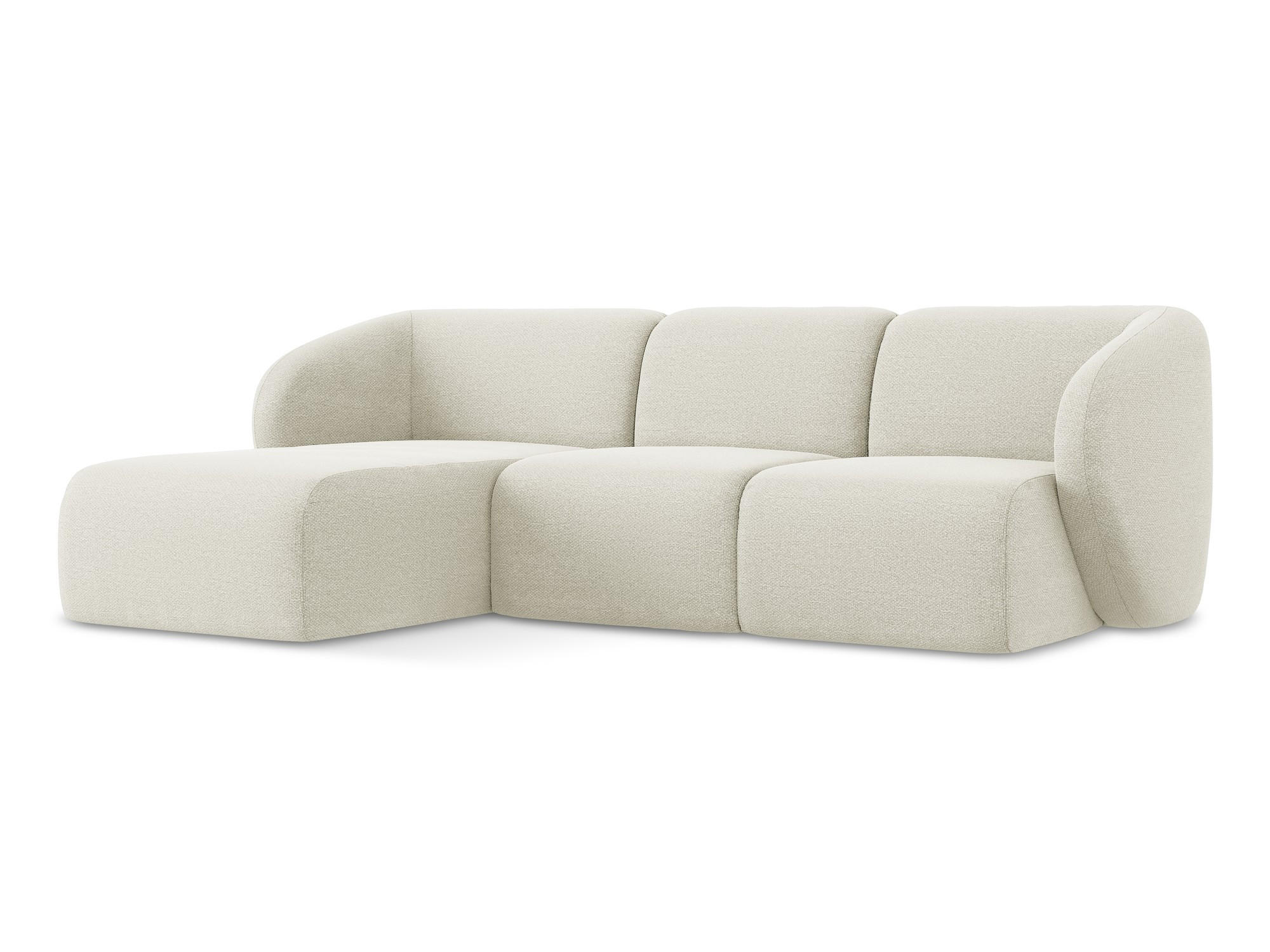 ECKSOFA Links Bouclé Stoff Beige - Sandfarben/Schwarz, Holzwerkstoff/Kunststoff (248/166cm) - Makamii