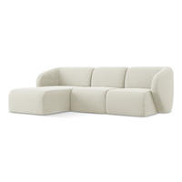ECKSOFA Links Bouclé Stoff Beige - Sandfarben/Schwarz, Holzwerkstoff/Kunststoff (248/166cm) - Makamii
