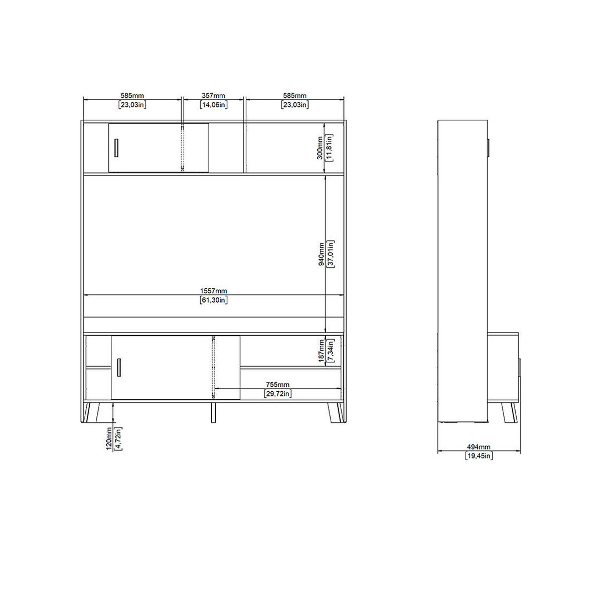 REGALSYSTEM, Ikast, Eiche, Holzwerkstoff, 159 x 49 x 181 cm - Eichefarben, Holzwerkstoff (159/181/49cm) - ebuy24