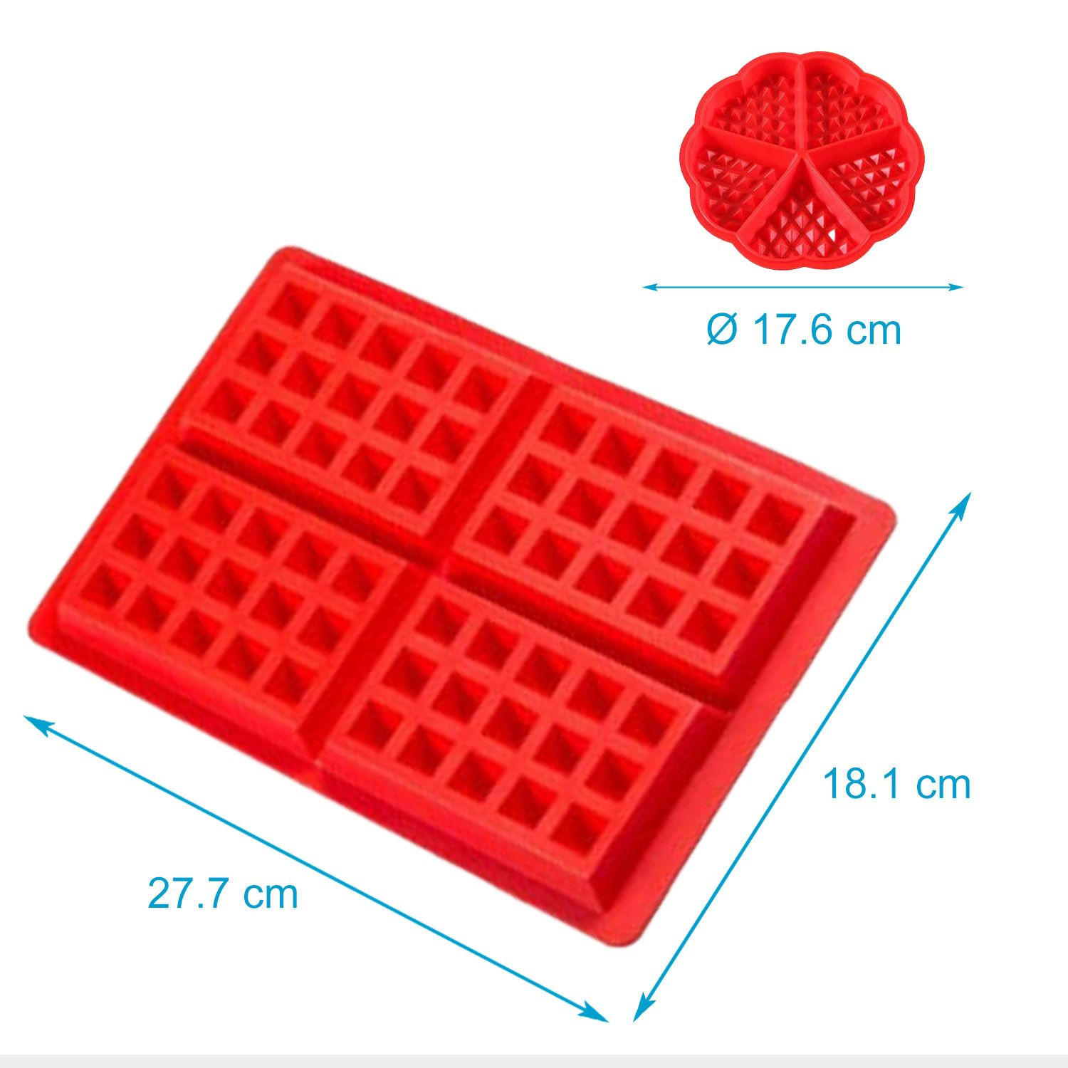 WAFFEL-BACKFORMEN (2er-Set) - Rot, Kunststoff (18.5/1.5/28cm) - Intirilife