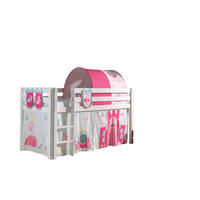 KINDERBETT Karolina 210x114x106 Massivholz Weiß Textilset Princess 4 - Magenta/Weiß, Holz (90/200cm) - 58aufmkessel