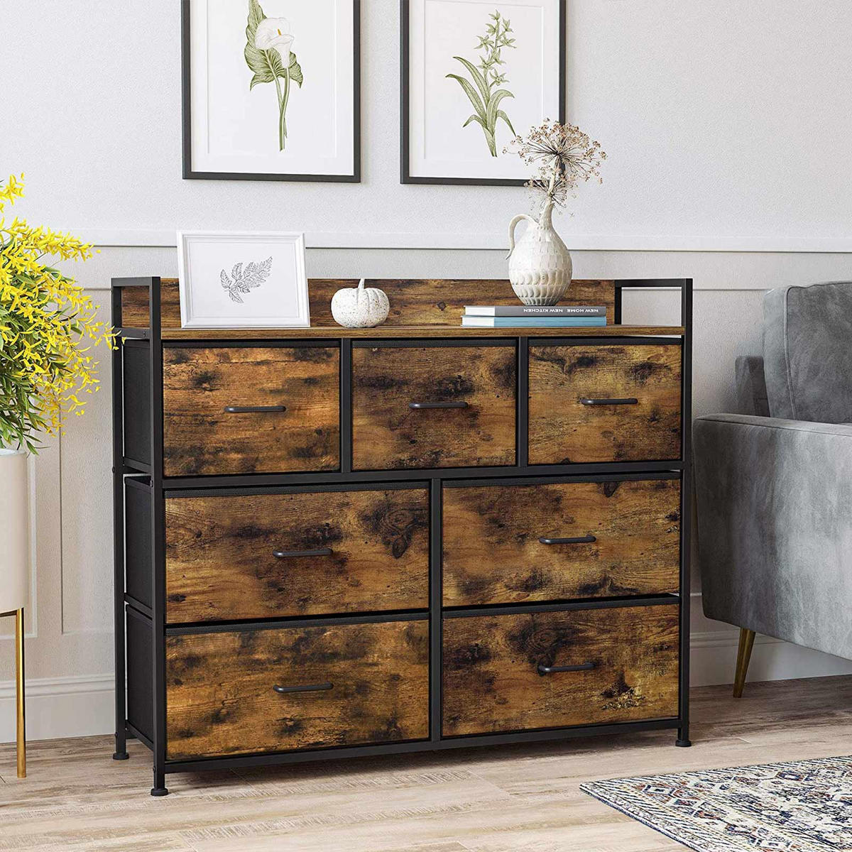 KOMMODE SCHRANK - Braun, Holzwerkstoff (28.5/85/98cm) - Hansiro