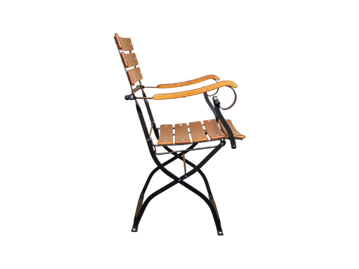 BIERGARTENSTUHL BERGWIESE Mit Armlehne 1-Sitzer 89x42x42cm Eschenholz Schwarz/Braun - Braun, Holz (42/89/42cm) - CHEFGASTRO