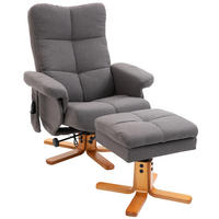 RELAXSESSEL Massagesessel mit Fußhocker Liegefunktion Polyester Dunkelgrau - Dunkelgrau, Holz/Textil (86/99/80cm) - HOMCOM
