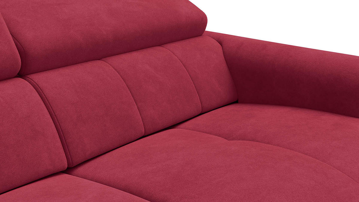 RELAXSOFA RODEN 3-Sitzer mit 2 Relax, rostrot, Veloursstoff - Rot, Holz/Textil (194/82/103cm) - Wozimo