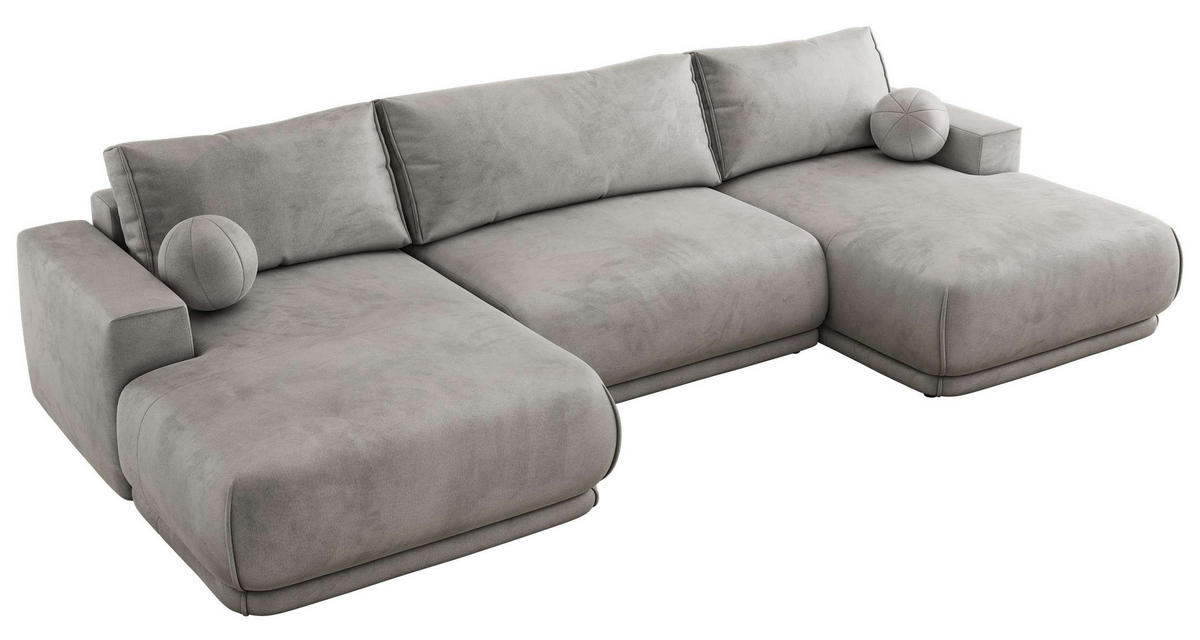 SEDACIA SÚPRAVA RINA U Svetlosivá Zamat - čierna/svetlosivá, textil/plast (360/85/170cm) - MKS