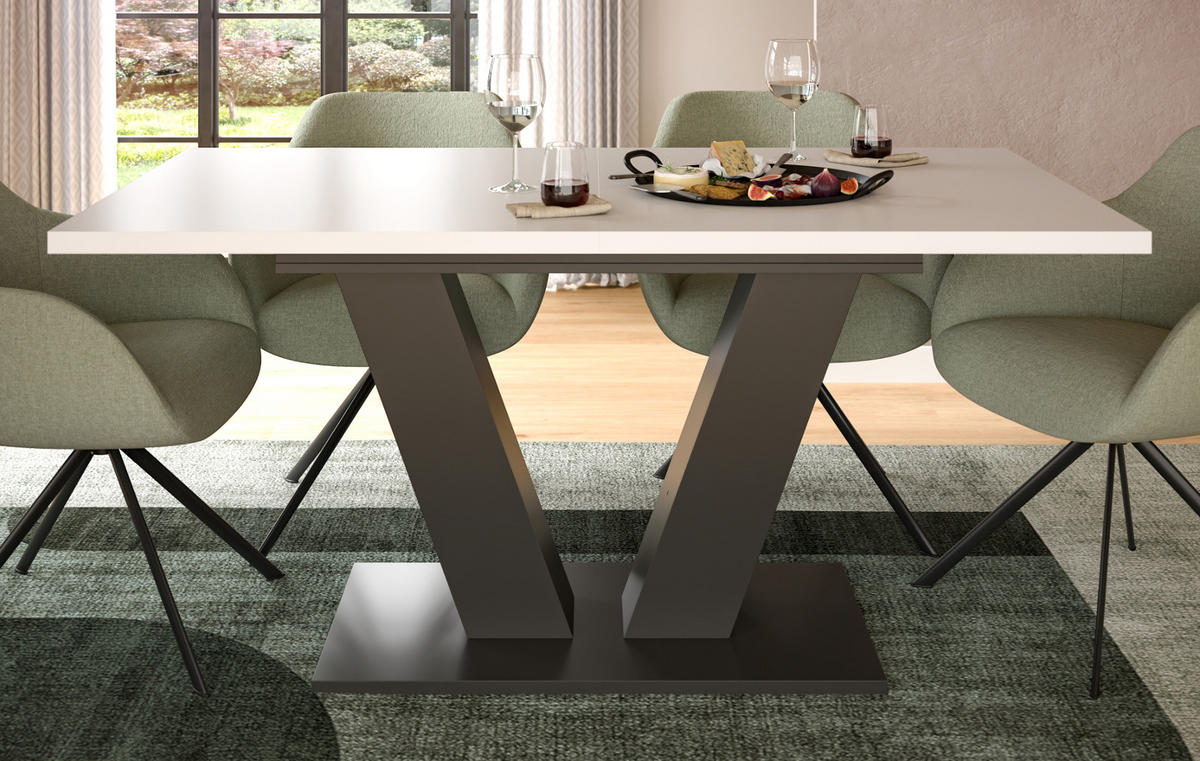 ESSTISCH weiß, grau 150 - 190 cm, Küchentisch ausziehbar - Weiß/Grau, Holz/Holzwerkstoff (150/90/76cm) - Inn.Furn
