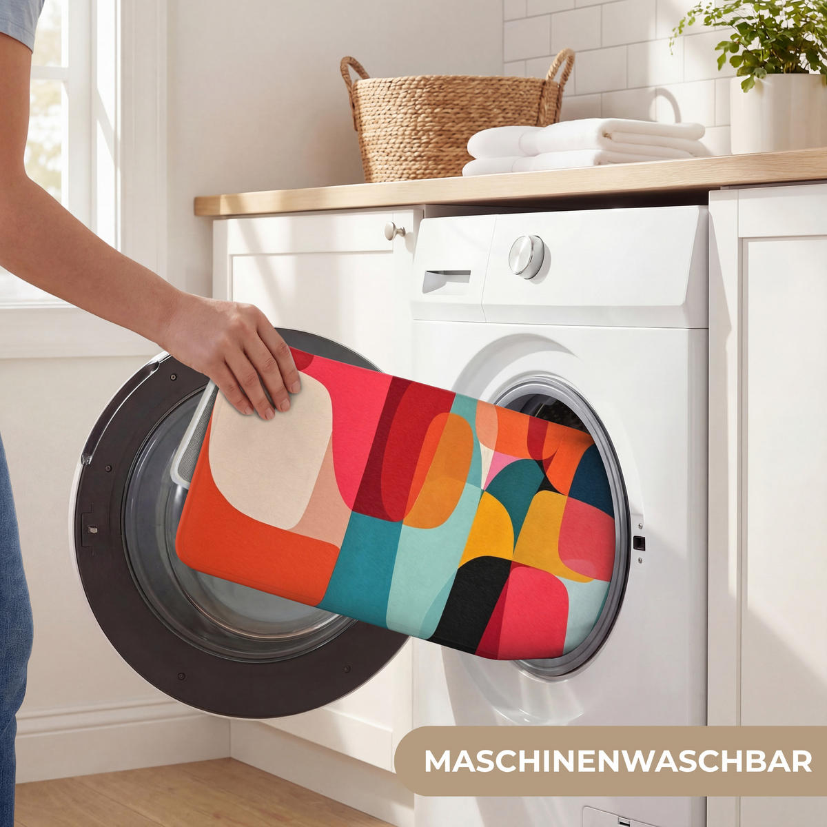 KOUPELNOVÁ PŘEDLOŽKA Tvary - barevné - abstraktní - letadla 80x50 cm - různobarevná, textil/plast (80/50cm) - OnlyWow