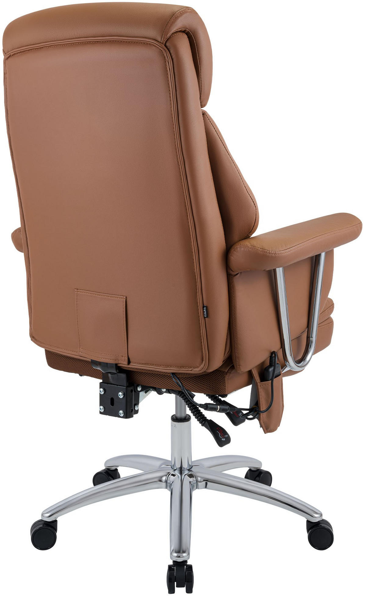 CHEFSESSEL Echtleder Braun - Chromfarben/Braun, Leder/Metall (78/114/66cm) - CLP