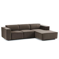 ECKSOFA mit Longchair - Taupe/Schwarz, Kunststoff/Textil (260/177cm) - home24