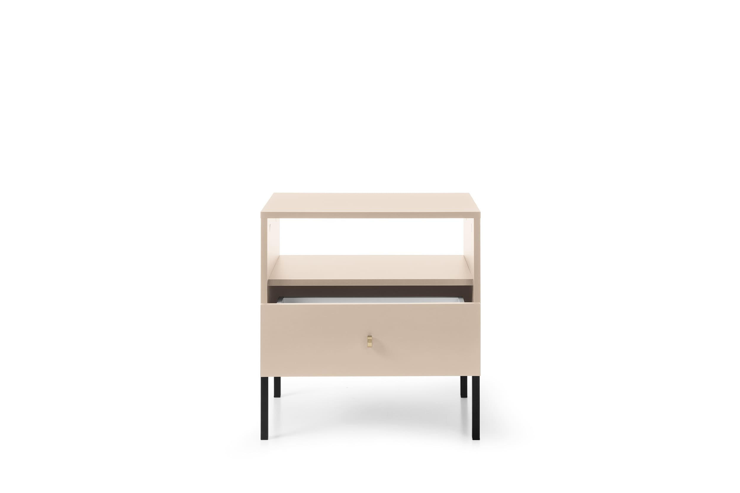 NACHTISCH - Bettisch Melody MS54 Beige + Gold - Beige/Goldfarben, Holzwerkstoff (54/56/39cm) - Möblo