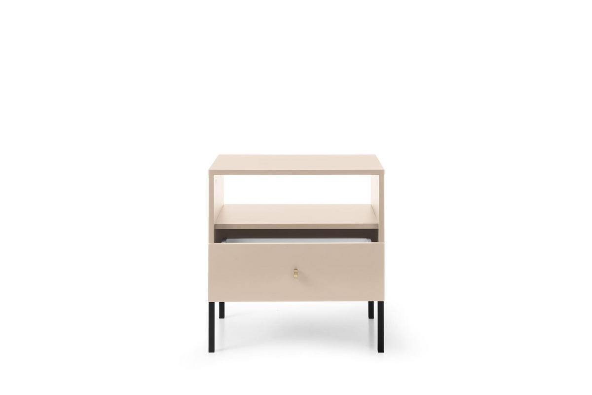 NACHTISCH - Bettisch Melody MS54 Beige + Schwarz - Beige/Schwarz, Holzwerkstoff (54/56/39cm) - Möblo